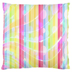 Colorful Abstract Stripes Circles And Waves Wallpaper Background Large Cushion Case (one Side) by Amaryn4rt