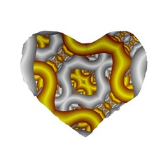 Fractal Background With Golden And Silver Pipes Standard 16  Premium Flano Heart Shape Cushions