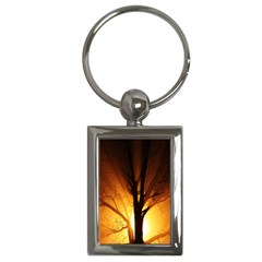 Rays Of Light Tree In Fog At Night Key Chains (Rectangle) 