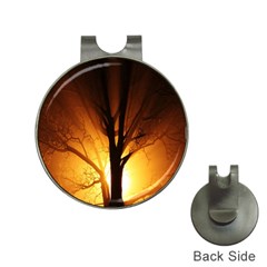 Rays Of Light Tree In Fog At Night Hat Clips with Golf Markers