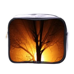 Rays Of Light Tree In Fog At Night Mini Toiletries Bags