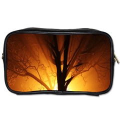 Rays Of Light Tree In Fog At Night Toiletries Bags