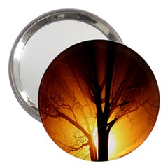 Rays Of Light Tree In Fog At Night 3  Handbag Mirrors