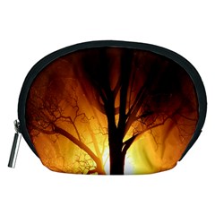 Rays Of Light Tree In Fog At Night Accessory Pouches (Medium) 