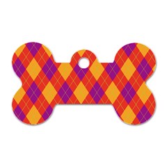 Plaid Pattern Dog Tag Bone (one Side)