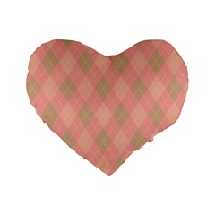 Plaid Pattern Standard 16  Premium Flano Heart Shape Cushions by Valentinaart