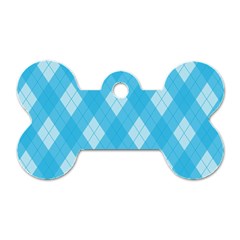 Plaid Pattern Dog Tag Bone (one Side)