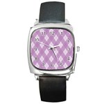 Plaid pattern Square Metal Watch Front