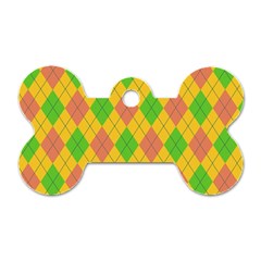 Plaid Pattern Dog Tag Bone (one Side)