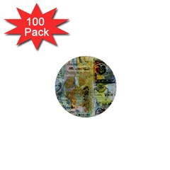 Old Newspaper And Gold Acryl Painting Collage 1  Mini Buttons (100 Pack)  by EDDArt