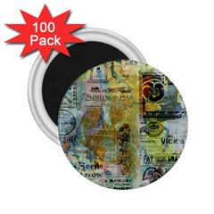 Old Newspaper And Gold Acryl Painting Collage 2 25  Magnets (100 Pack) 