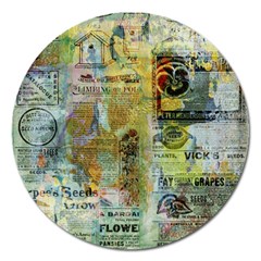 Old Newspaper And Gold Acryl Painting Collage Magnet 5  (round) by EDDArt