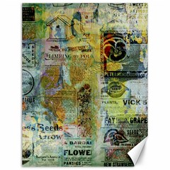 Old Newspaper And Gold Acryl Painting Collage Canvas 12  X 16   by EDDArt
