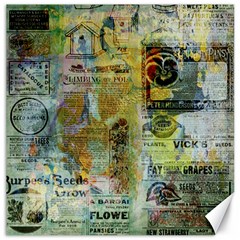 Old Newspaper And Gold Acryl Painting Collage Canvas 20  X 20   by EDDArt