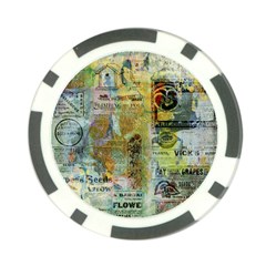 Old Newspaper And Gold Acryl Painting Collage Poker Chip Card Guard by EDDArt