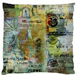 Old Newspaper And Gold Acryl Painting Collage Large Cushion Case (Two Sides) Back