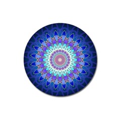 Power Flower Mandala   Blue Cyan Violet Magnet 3  (round) by EDDArt