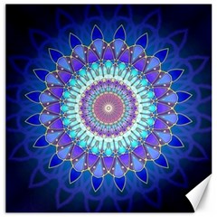 Power Flower Mandala   Blue Cyan Violet Canvas 16  X 16   by EDDArt