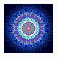 Power Flower Mandala   Blue Cyan Violet Medium Glasses Cloth by EDDArt