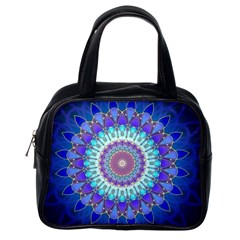 Power Flower Mandala   Blue Cyan Violet Classic Handbags (one Side) by EDDArt