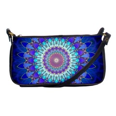 Power Flower Mandala   Blue Cyan Violet Shoulder Clutch Bags by EDDArt