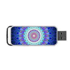 Power Flower Mandala   Blue Cyan Violet Portable Usb Flash (two Sides) by EDDArt