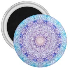 India Mehndi Style Mandala   Cyan Lilac 3  Magnets by EDDArt