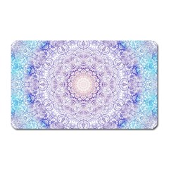 India Mehndi Style Mandala   Cyan Lilac Magnet (rectangular) by EDDArt