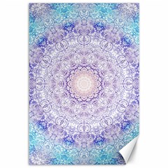 India Mehndi Style Mandala   Cyan Lilac Canvas 12  X 18   by EDDArt