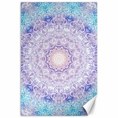 India Mehndi Style Mandala   Cyan Lilac Canvas 24  X 36  by EDDArt