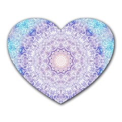 India Mehndi Style Mandala   Cyan Lilac Heart Mousepads by EDDArt