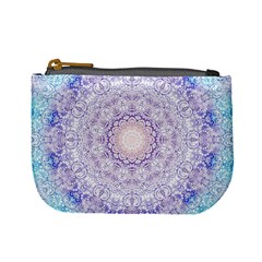 India Mehndi Style Mandala   Cyan Lilac Mini Coin Purses by EDDArt