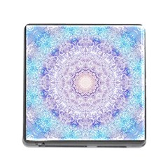 India Mehndi Style Mandala   Cyan Lilac Memory Card Reader (square) by EDDArt
