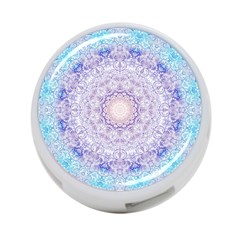 India Mehndi Style Mandala   Cyan Lilac 4-port Usb Hub (two Sides)  by EDDArt