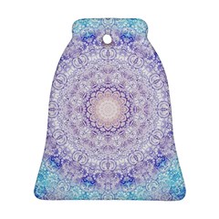 India Mehndi Style Mandala   Cyan Lilac Bell Ornament (two Sides)