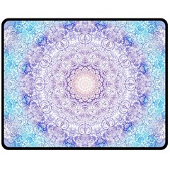 India Mehndi Style Mandala   Cyan Lilac Double Sided Fleece Blanket (medium)  by EDDArt