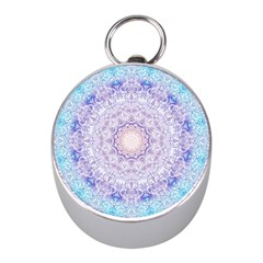 India Mehndi Style Mandala   Cyan Lilac Mini Silver Compasses by EDDArt