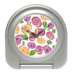 Colorful Seamless Floral Flowers Pattern Wallpaper Background Travel Alarm Clocks by Amaryn4rt