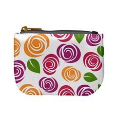 Colorful Seamless Floral Flowers Pattern Wallpaper Background Mini Coin Purses