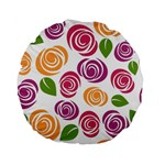 Colorful Seamless Floral Flowers Pattern Wallpaper Background Standard 15  Premium Flano Round Cushions Back