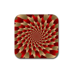 Fractal Red Petal Spiral Rubber Square Coaster (4 Pack)  by Amaryn4rt