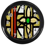 A Detail Of A Stained Glass Window Wall Clocks (Black) Front