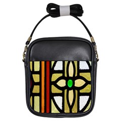 A Detail Of A Stained Glass Window Girls Sling Bags by Amaryn4rt