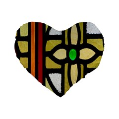 A Detail Of A Stained Glass Window Standard 16  Premium Heart Shape Cushions by Amaryn4rt