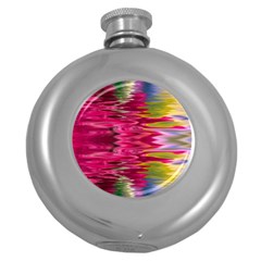 Abstract Pink Colorful Water Background Round Hip Flask (5 Oz) by Amaryn4rt