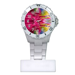 Abstract Pink Colorful Water Background Plastic Nurses Watch