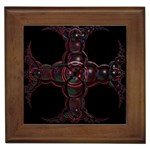 Fractal Red Cross On Black Background Framed Tiles Front