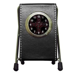 Fractal Red Cross On Black Background Pen Holder Desk Clocks by Amaryn4rt