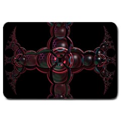 Fractal Red Cross On Black Background Large Doormat 