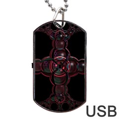 Fractal Red Cross On Black Background Dog Tag Usb Flash (one Side)